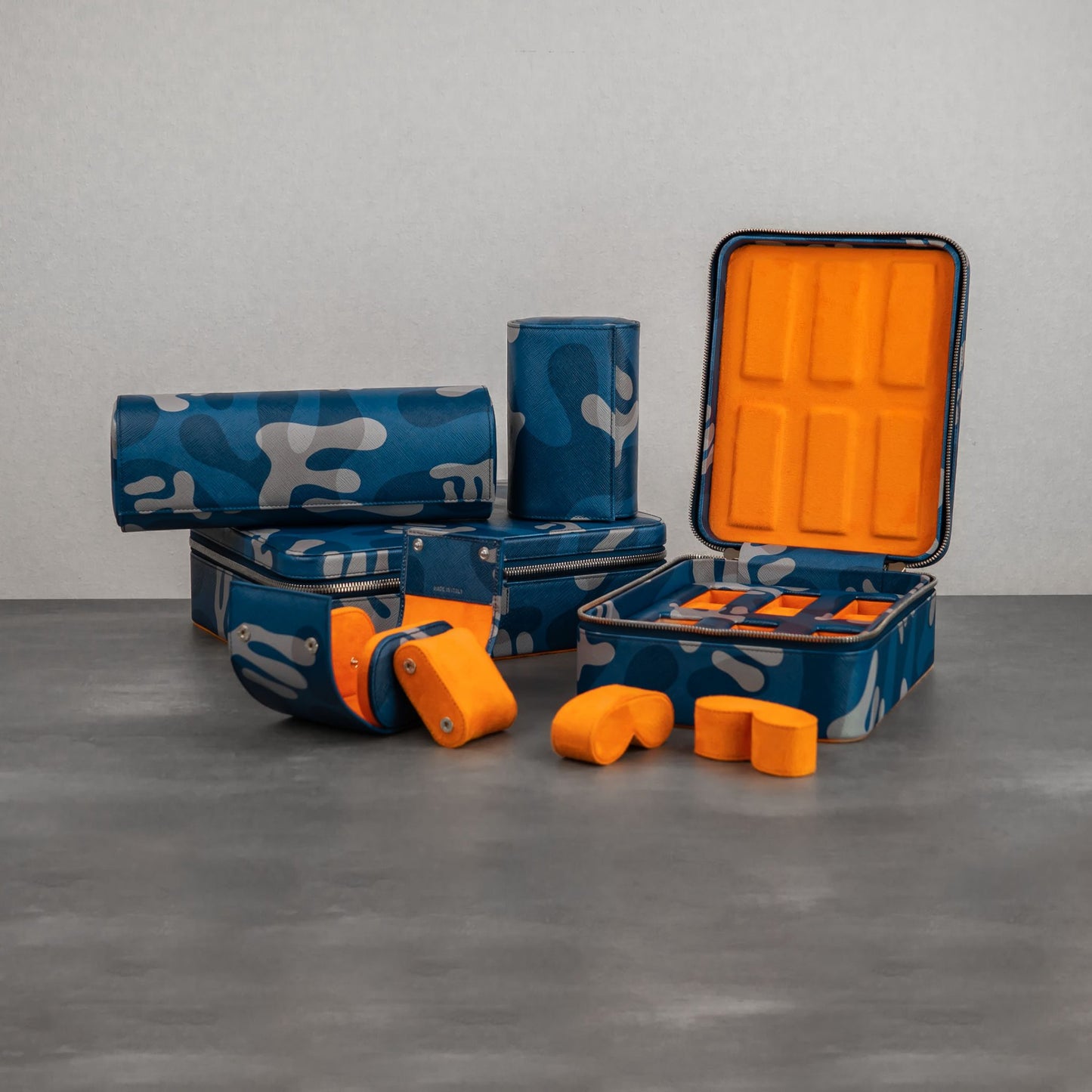 IFLW ウォッチケース 6本用 ブルー迷彩 Blue Camo Watch Case for 6