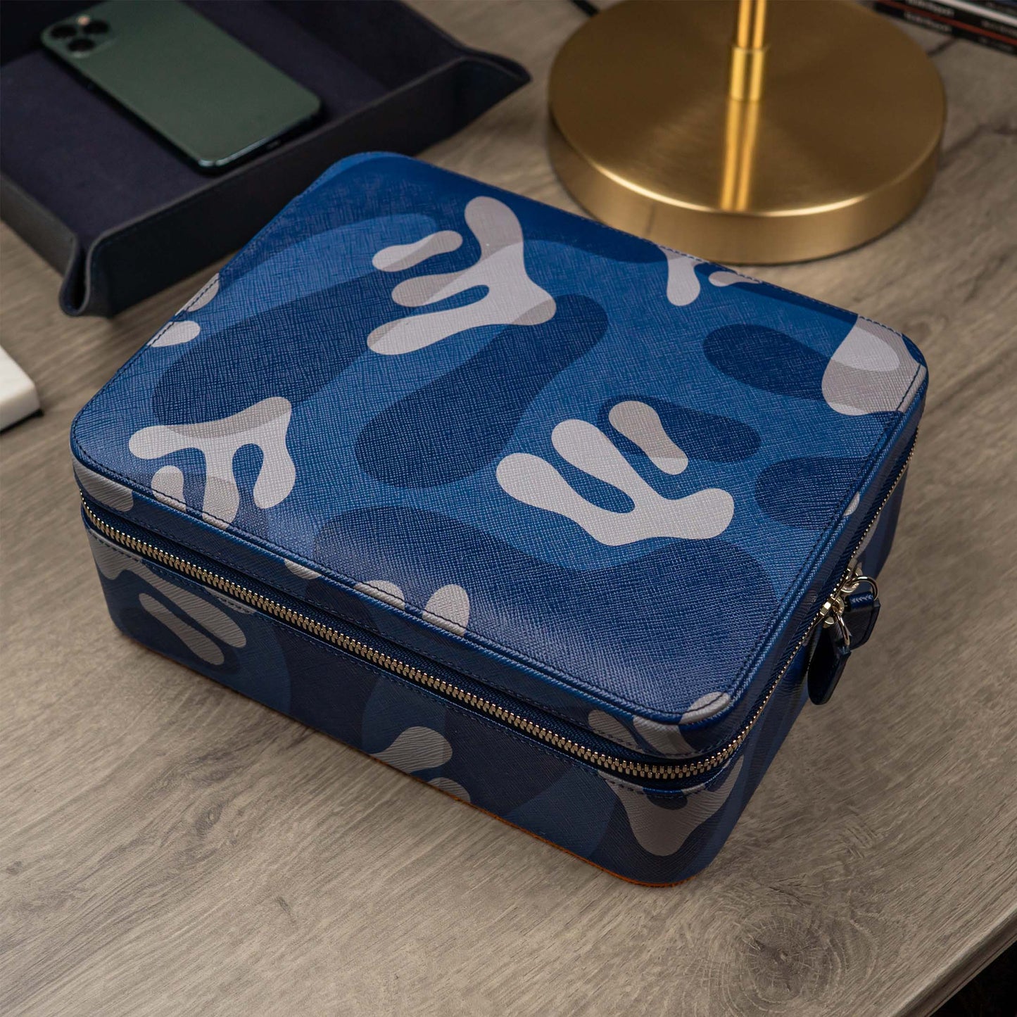 IFLW ウォッチケース 6本用 ブルー迷彩 Blue Camo Watch Case for 6