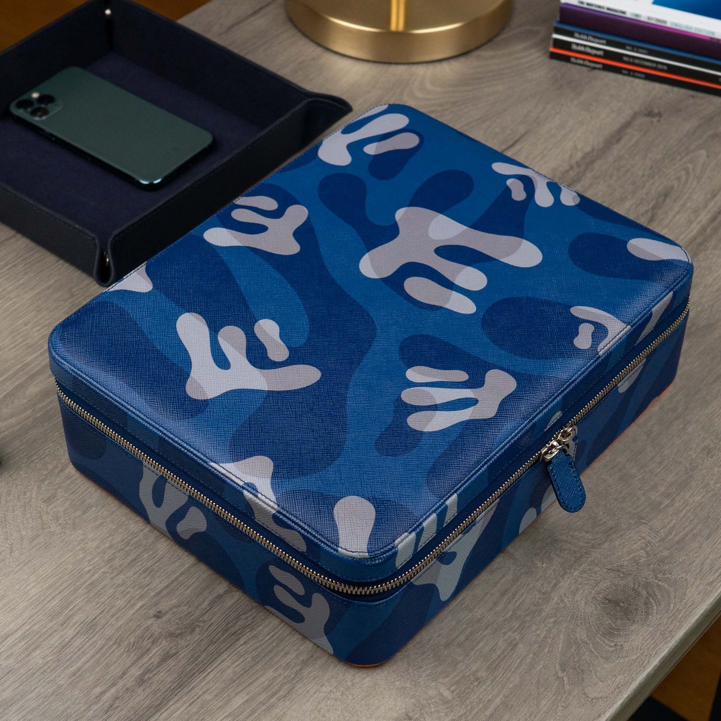 IFLW ウォッチケース 10本用 ブルー迷彩 /Blue Camo Watch Case for 10