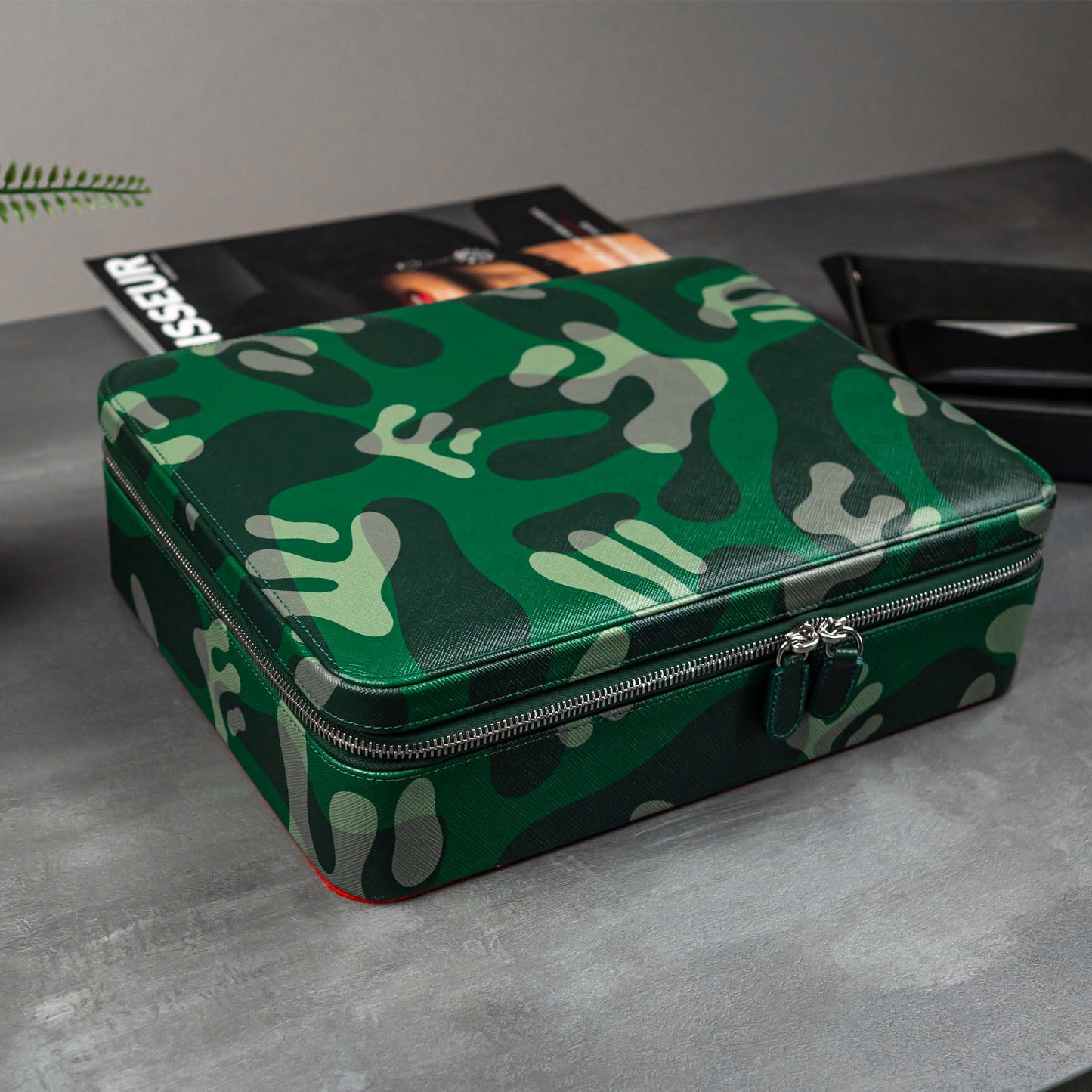 IFLW ウォッチケース 10本用 グリーン迷彩 Green Camo Watch Case for 10