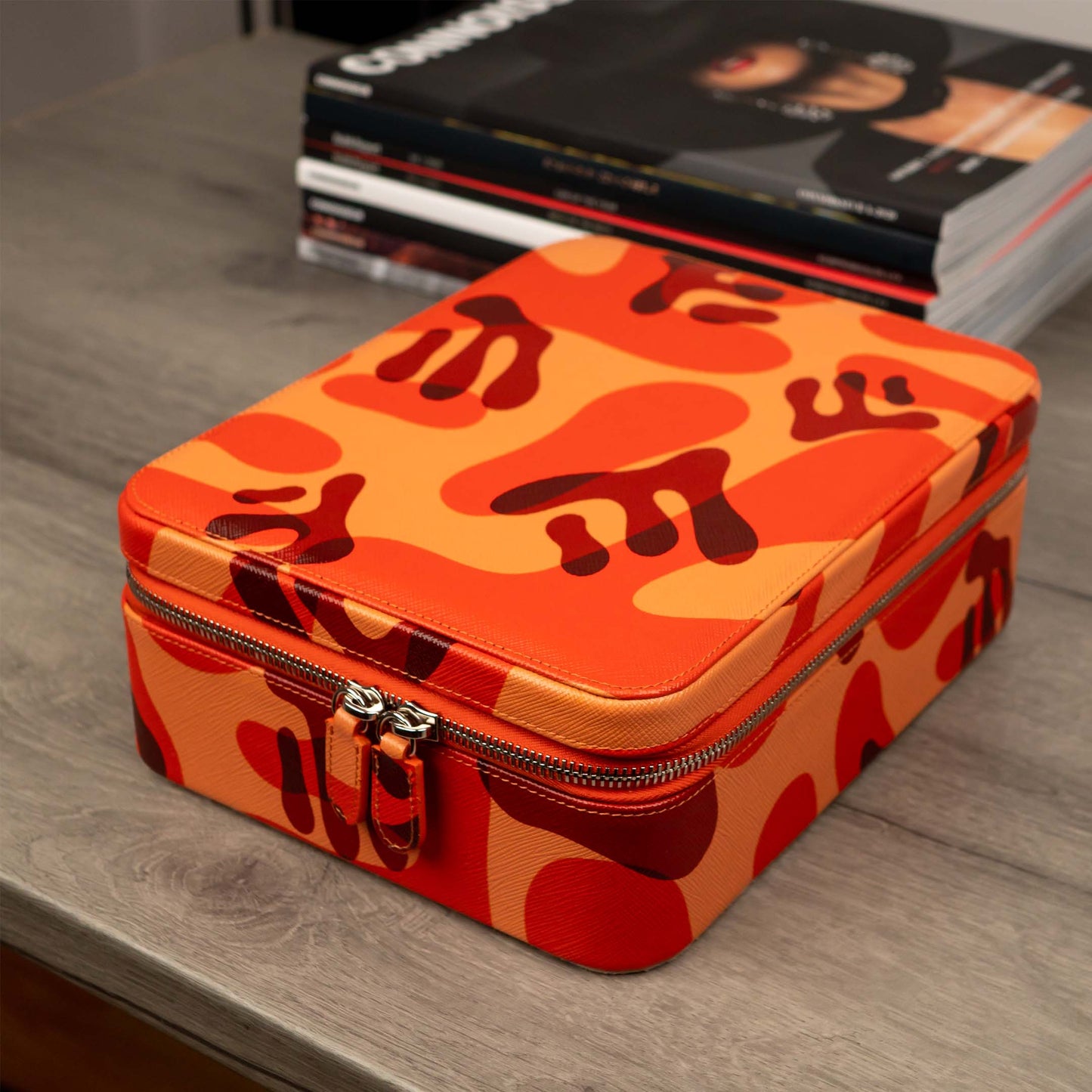 IFLW ウォッチケース 6本用 オレンジ迷彩 Orange Camo Watch Case for 6