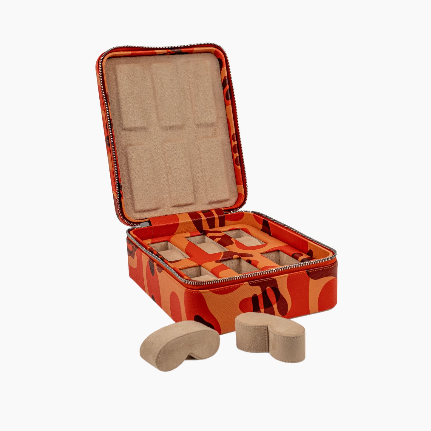 IFLW ウォッチケース 6本用 オレンジ迷彩 Orange Camo Watch Case for 6