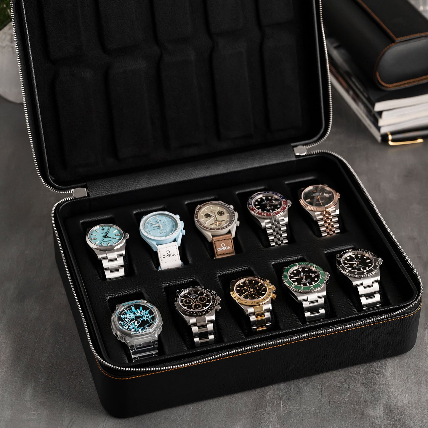 IFLW ウォッチケース 10本用 ブラック /Watch Case Black for 10