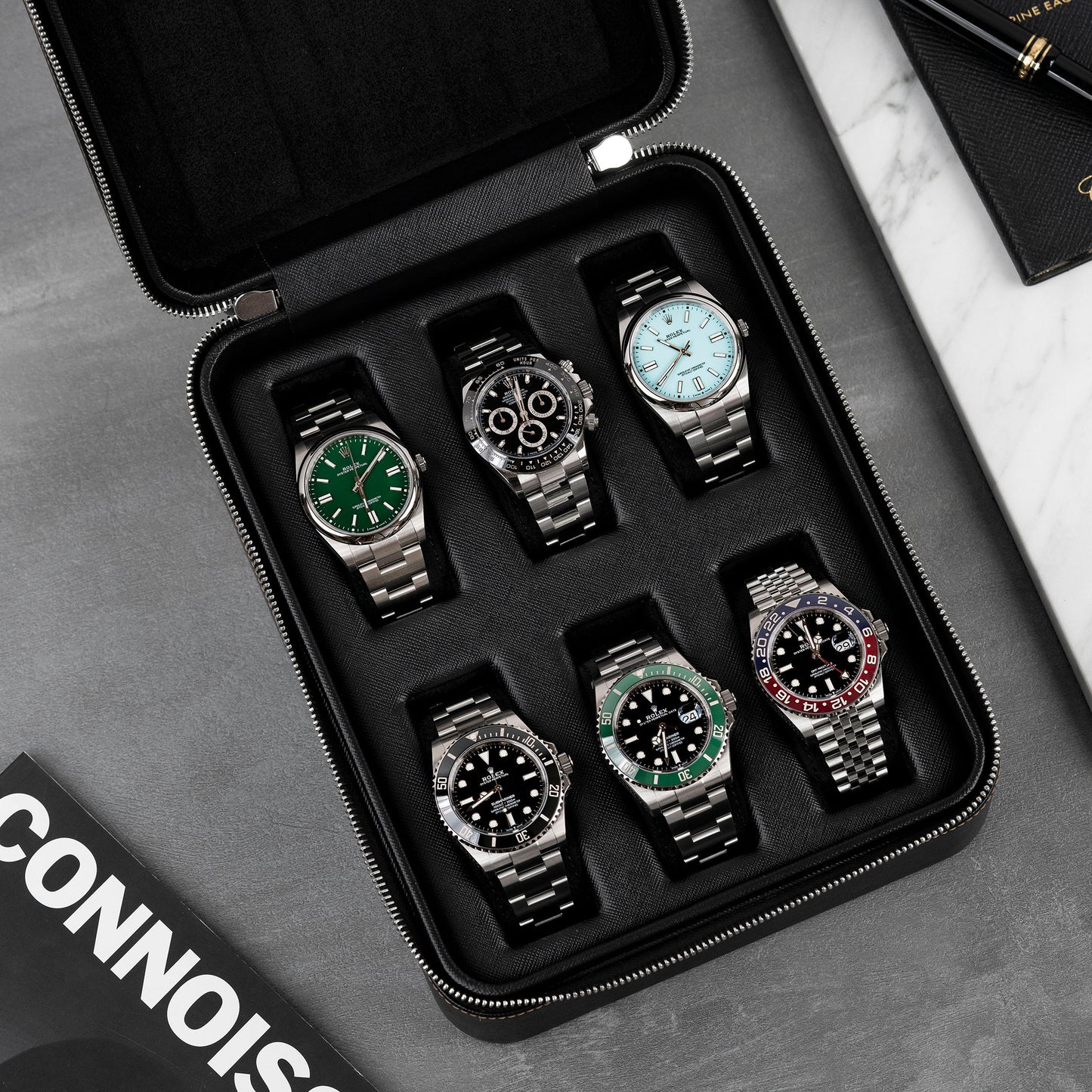 IFLW ウォッチケース 6本用 ブラック /Watch Case Black for 6